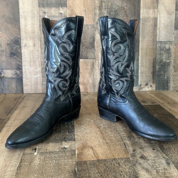 Dan Post 210 R Classic Black Western Cowboy Boots Mens 8 D - Picture 10 of 12